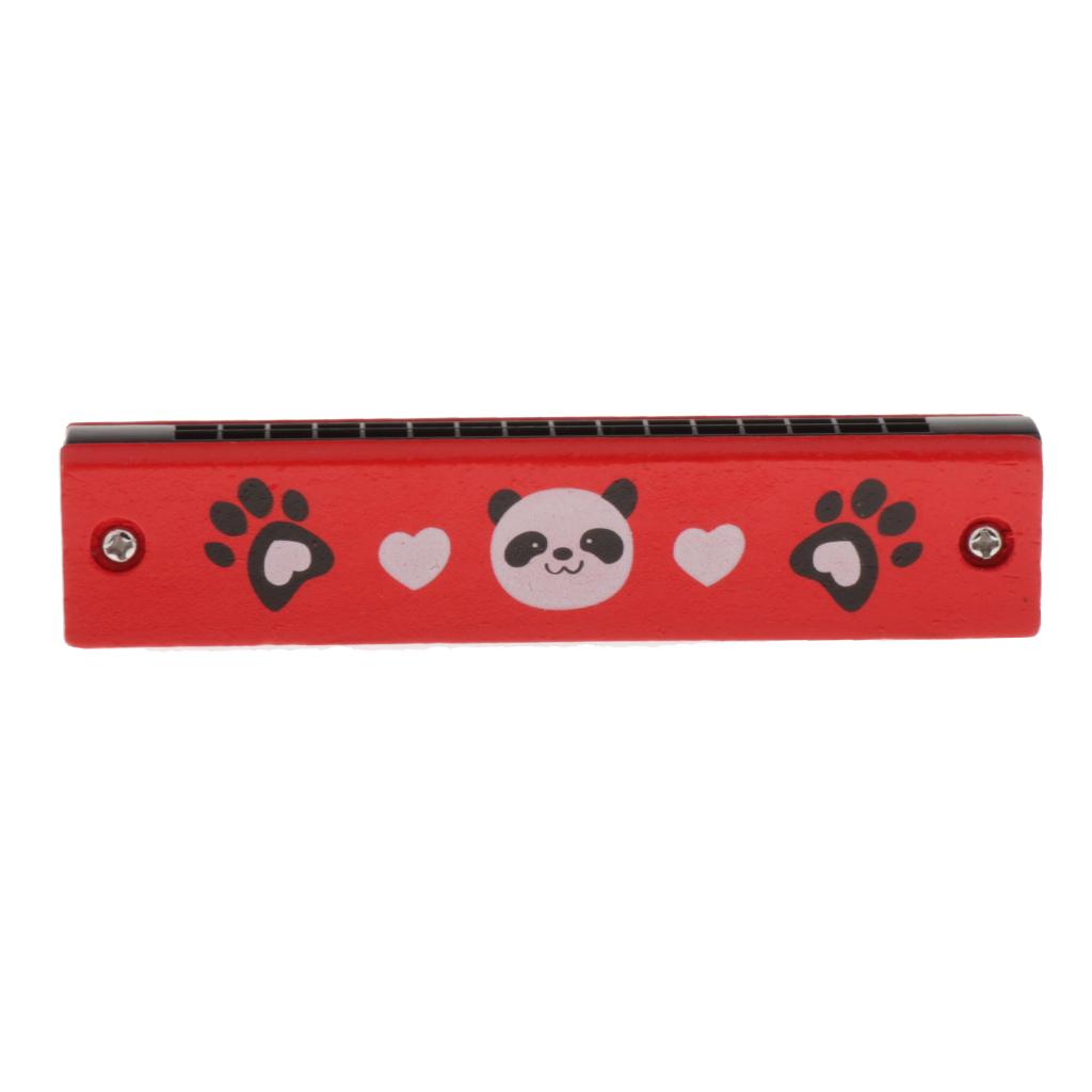 Wooden Harmonicas 16-hole Mini Xylophone Learning Music Toy Panda Pattern