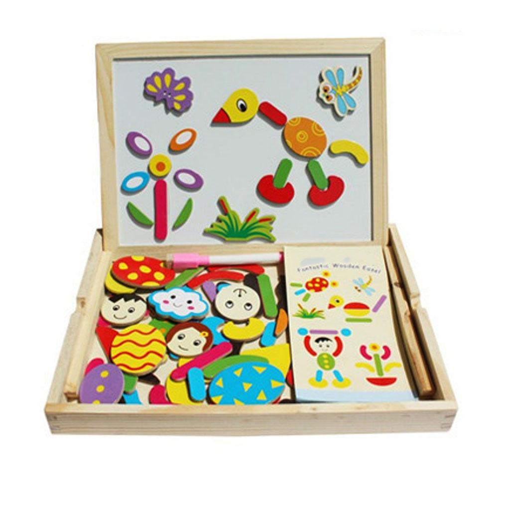 Kids Magnetic Drawing Board Wooden Children Puzzles Educational Puzzle Toys