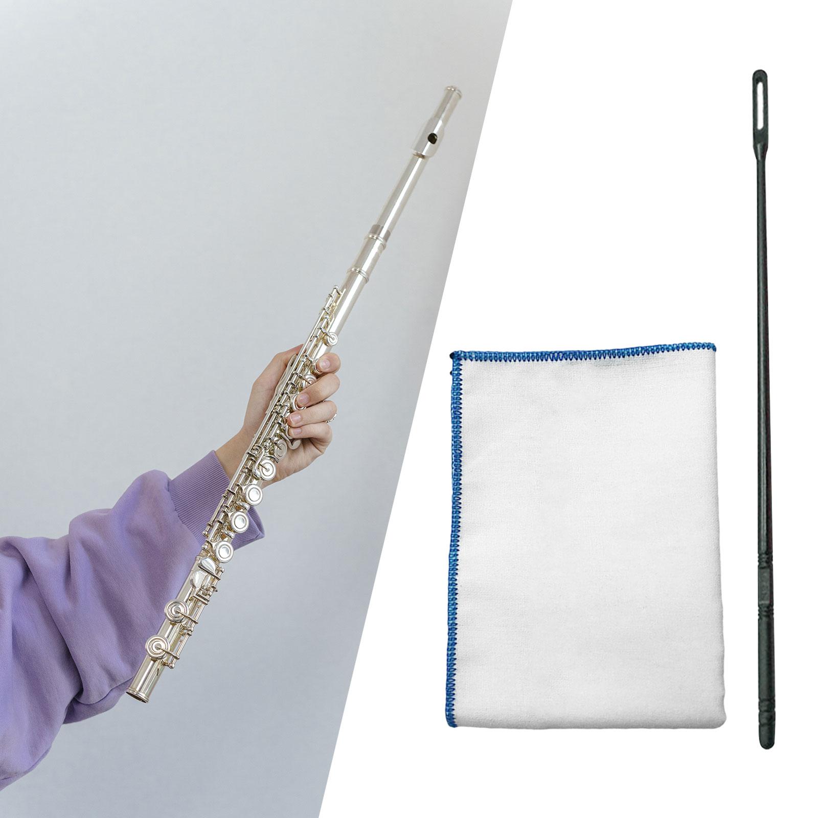 Cleaning Rod and Cloth Polishing Cloth Flute Cleaning Set Musicians Teachers