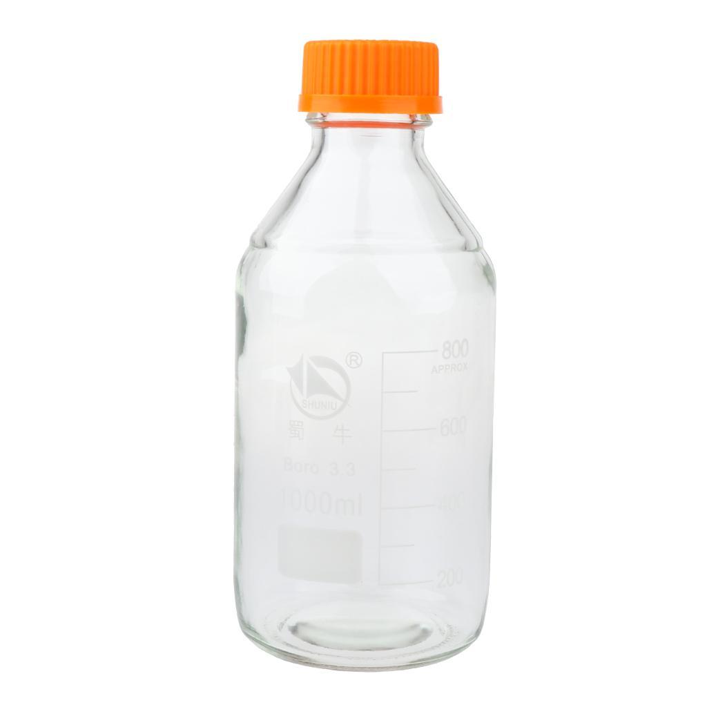Lab Graduated Round Glass Reagent Bottles With Screw Caps 100ml250ml500ml1l Ebay