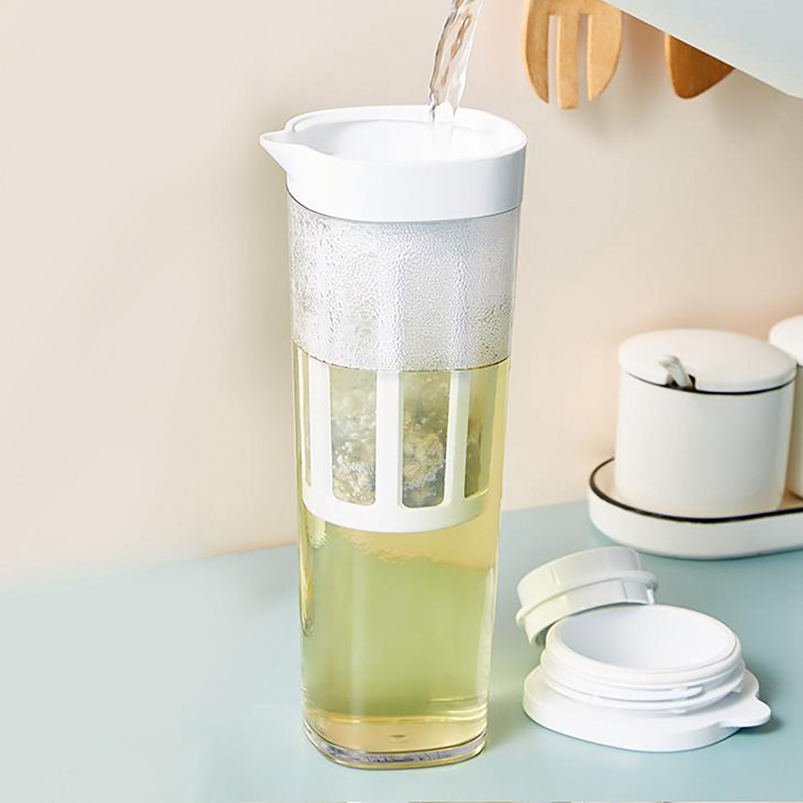 Beverage Water Jug Leak Free Fridge Teapot BPA Free for Cold Brew Iced Tea White