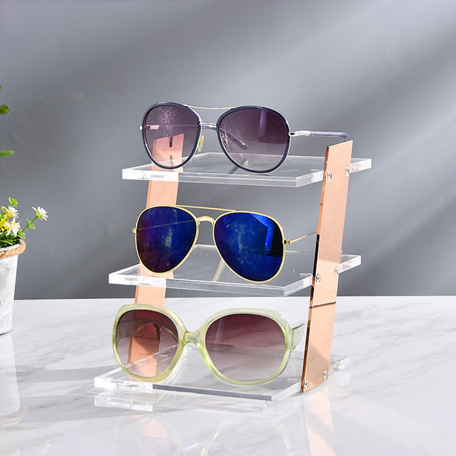 Acrylic Riser Stands 4 Steps Decorative Desktop Shelves Glasses Display Stand gold