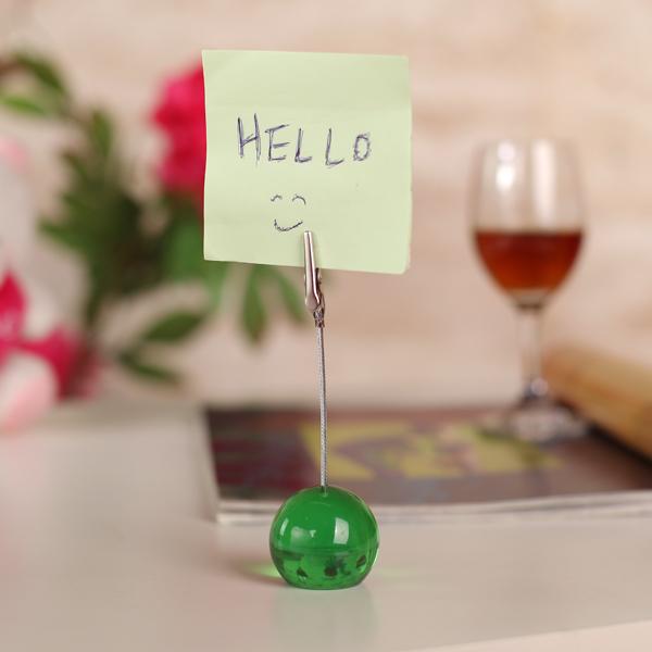 Ball Wire Memo Holder Paper Note Clip - Green