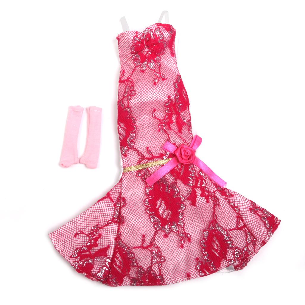 Mermaid Long Dress for 12inch Doll Shocking Pink