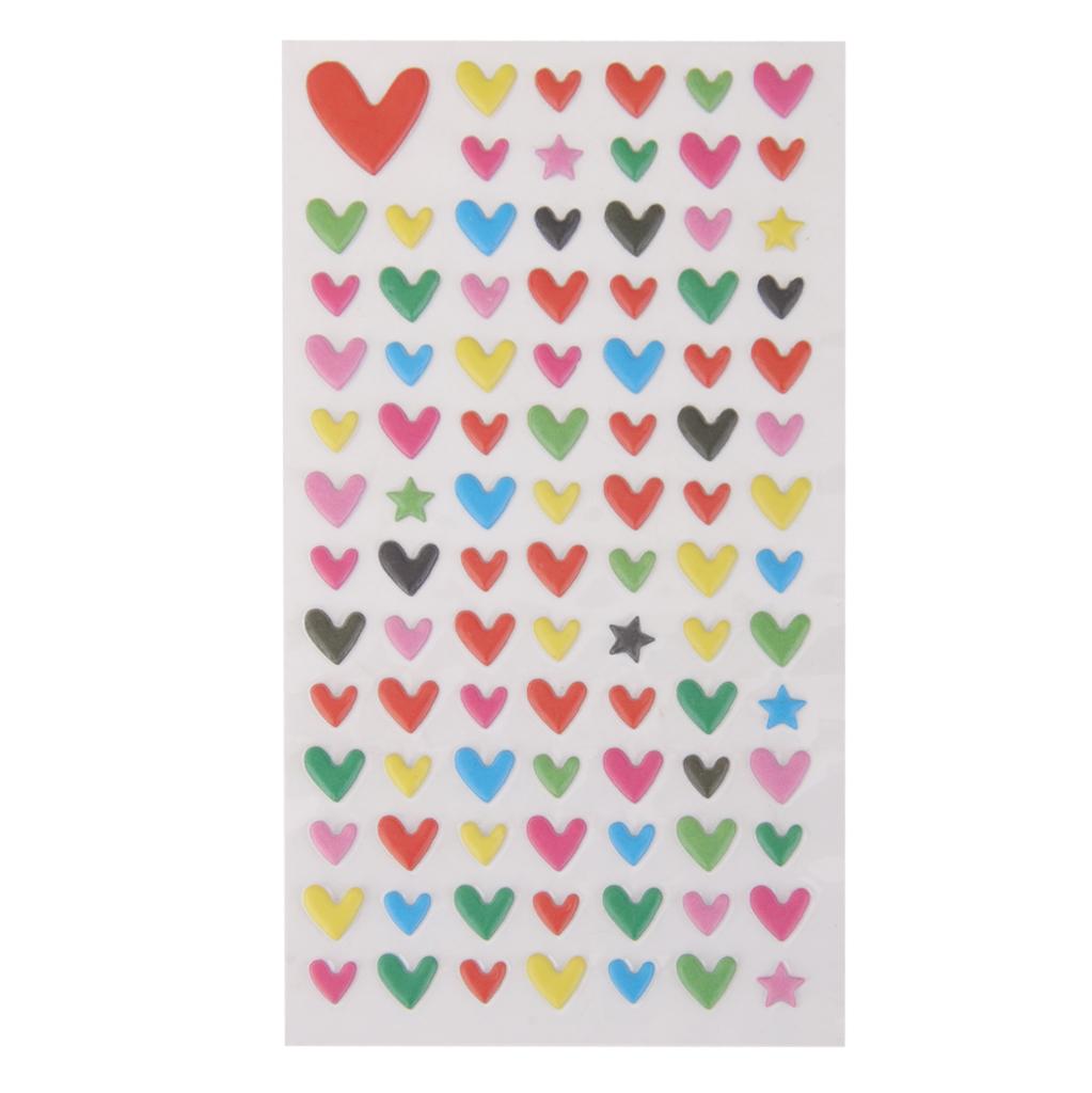 Colourful Heart Puff Stickers Diary Scrapbook Card making 