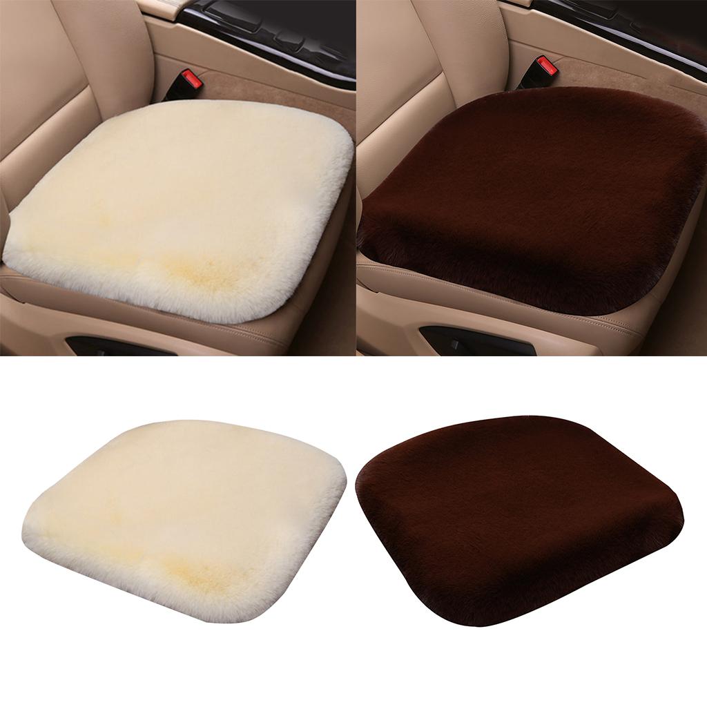 Fur Short Wool Car Seat Cushion Cover Winter soft Warm Chair Pad Beige