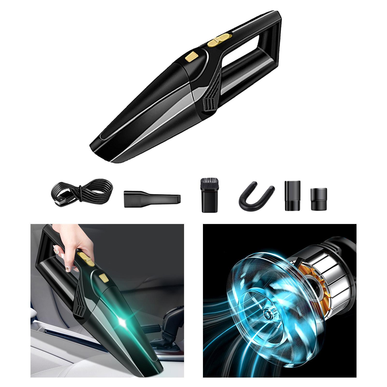 Car Vacuum Cleaner Wireless USB Rechargeable Fit for Office Pet Hair Black