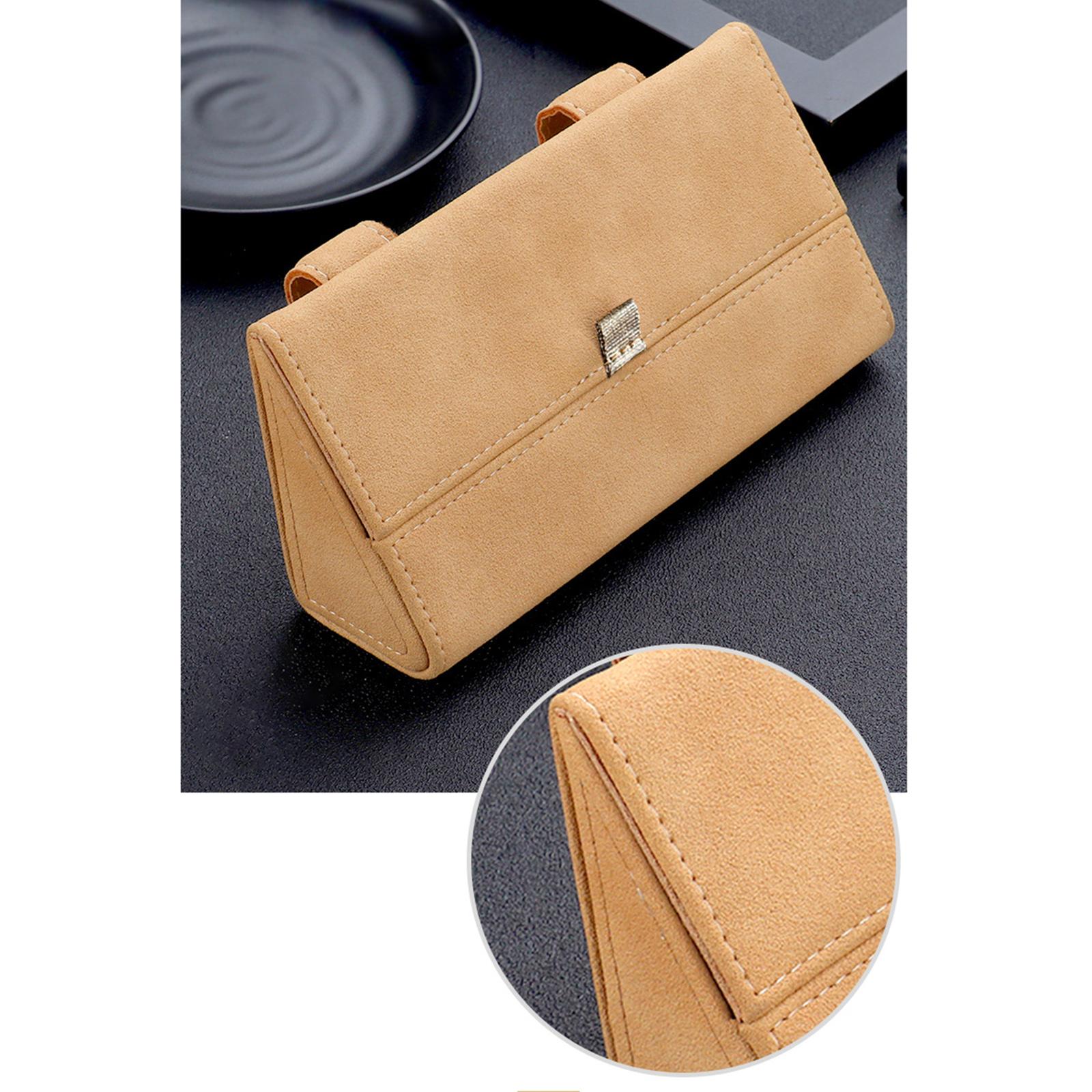 Car Glasses Case Universal Holder with Magnetic Closure Storage Box Beige