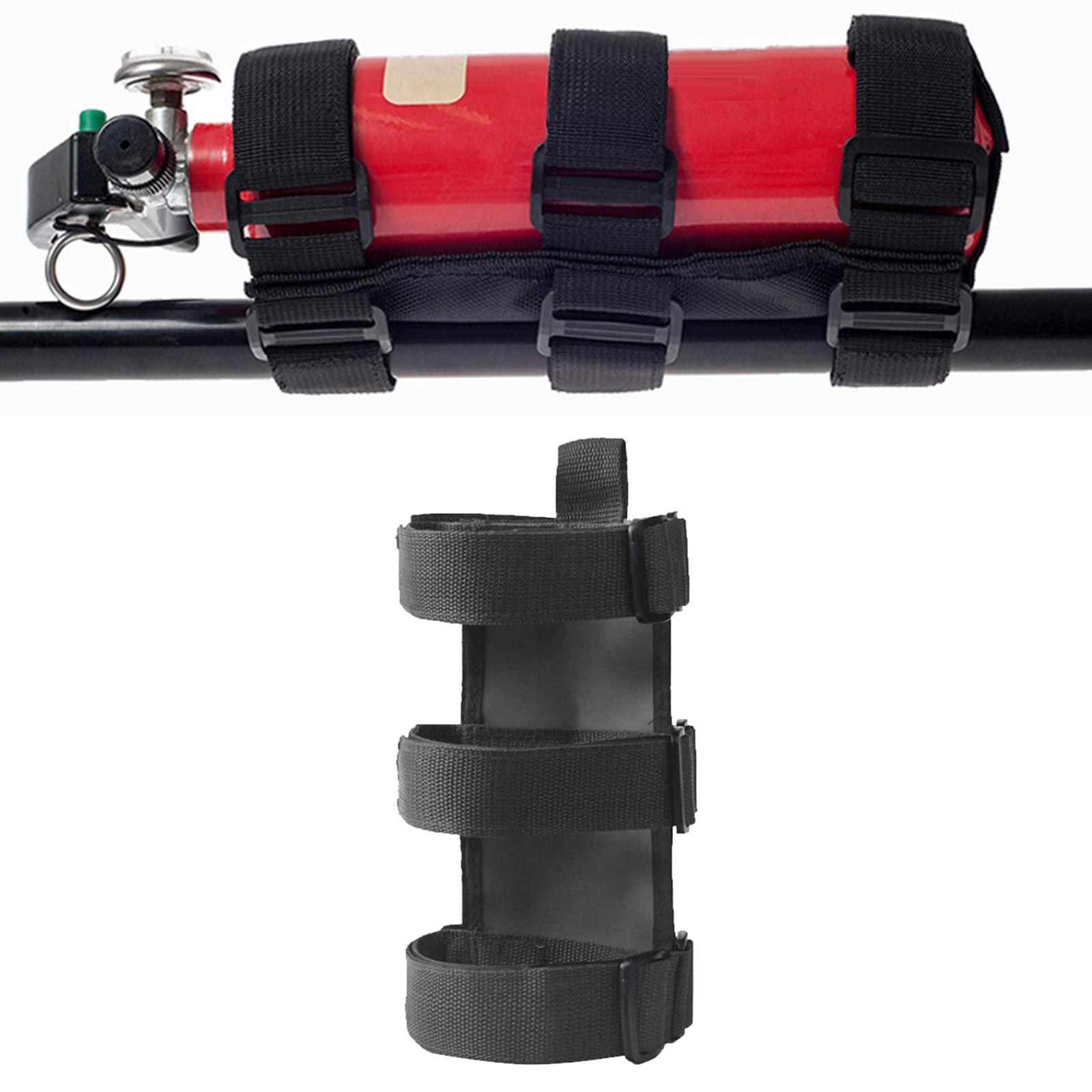 Extinguisher Mount Strap Cage Adjustable for Jeep Wrangler Roll Bar Black