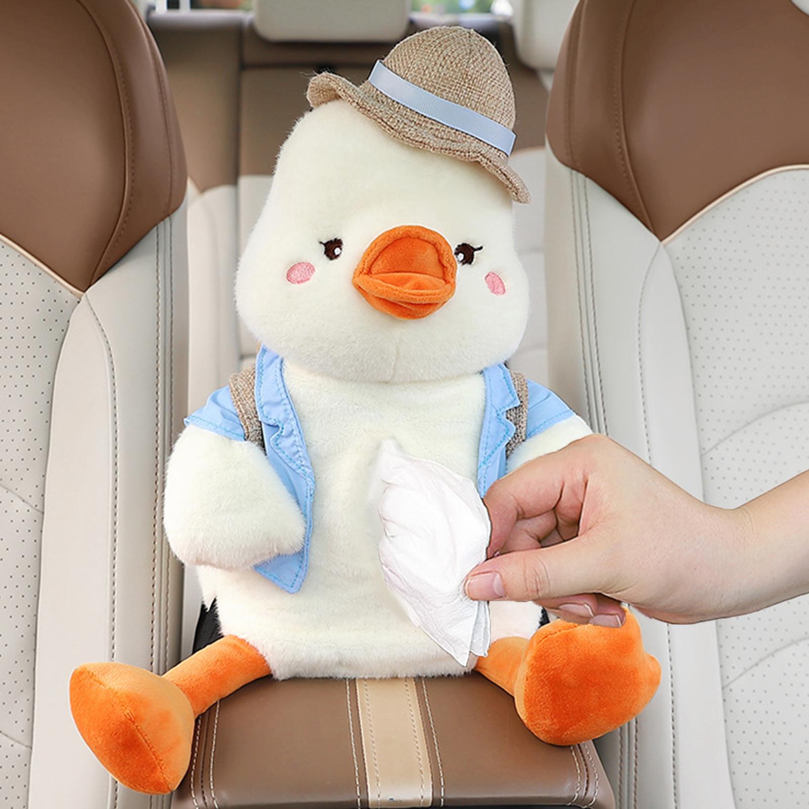 Car Cartoon Tissue Box Holder with Car Garbage Can Cute Plush Tissue Holder duck