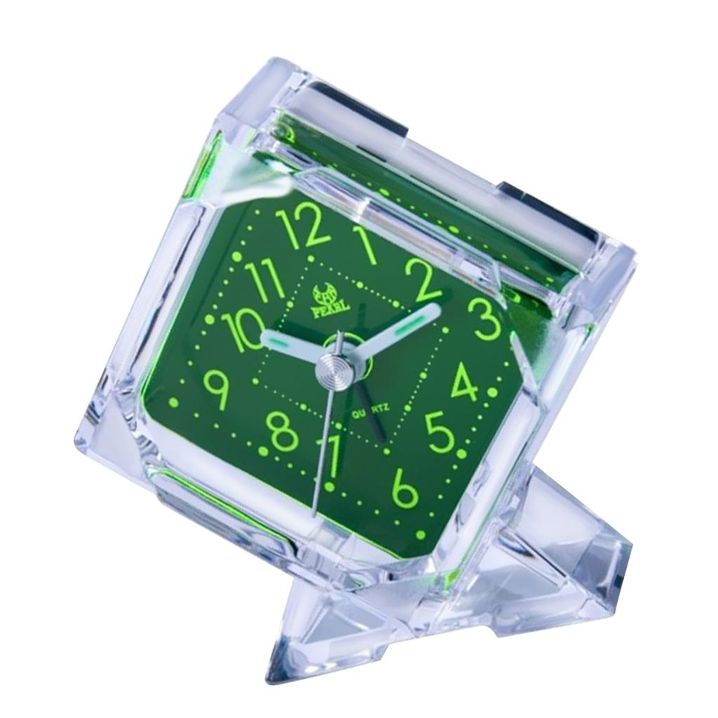 Mini Travel Clock Gradient Sound Desk Alarm Clock Snooze Nightlight 5# Green