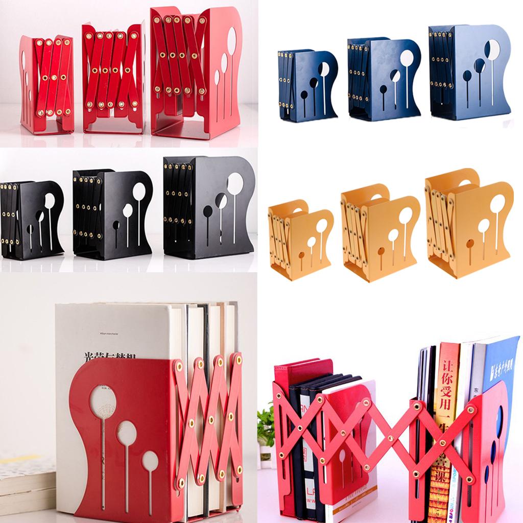 Adjustable Metal Bookends Office Non-slip Book Holder Red L