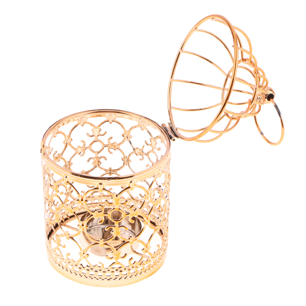 Electroplated Metal Birdcage Shape Tea Light Candle Holder  A-Rose Gold