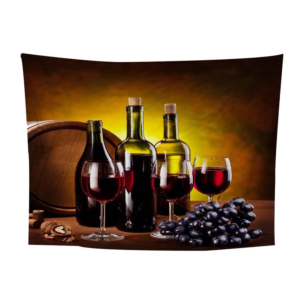 3D Effect Waterproof Wall Hanging Tapestry for Bedroom Bottles and glasses