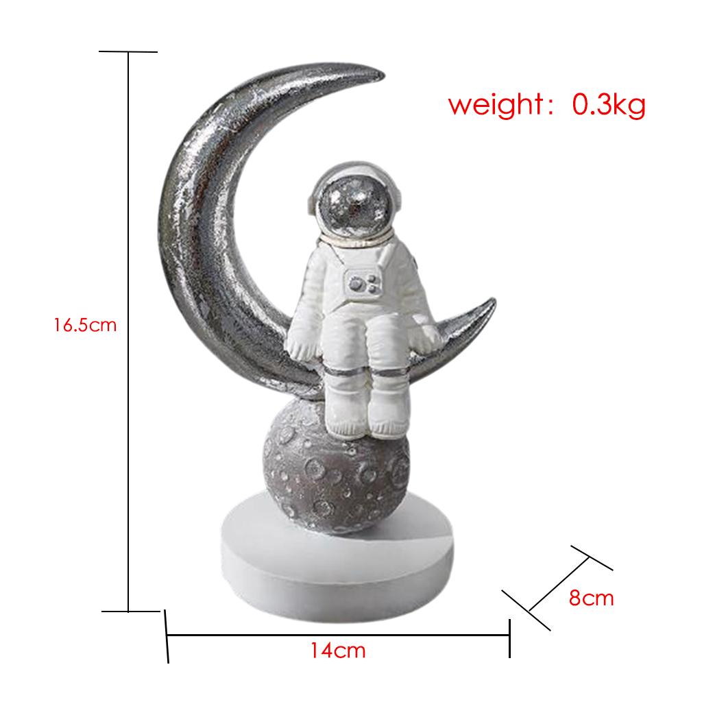 Astronaut Moon Shaped Stylish Design Resin Statues Sculpture Figurine A