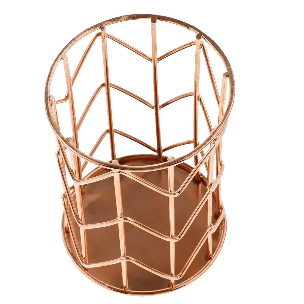 European Style Metal Wire Pencil Holder for Home School Office Rose Gold