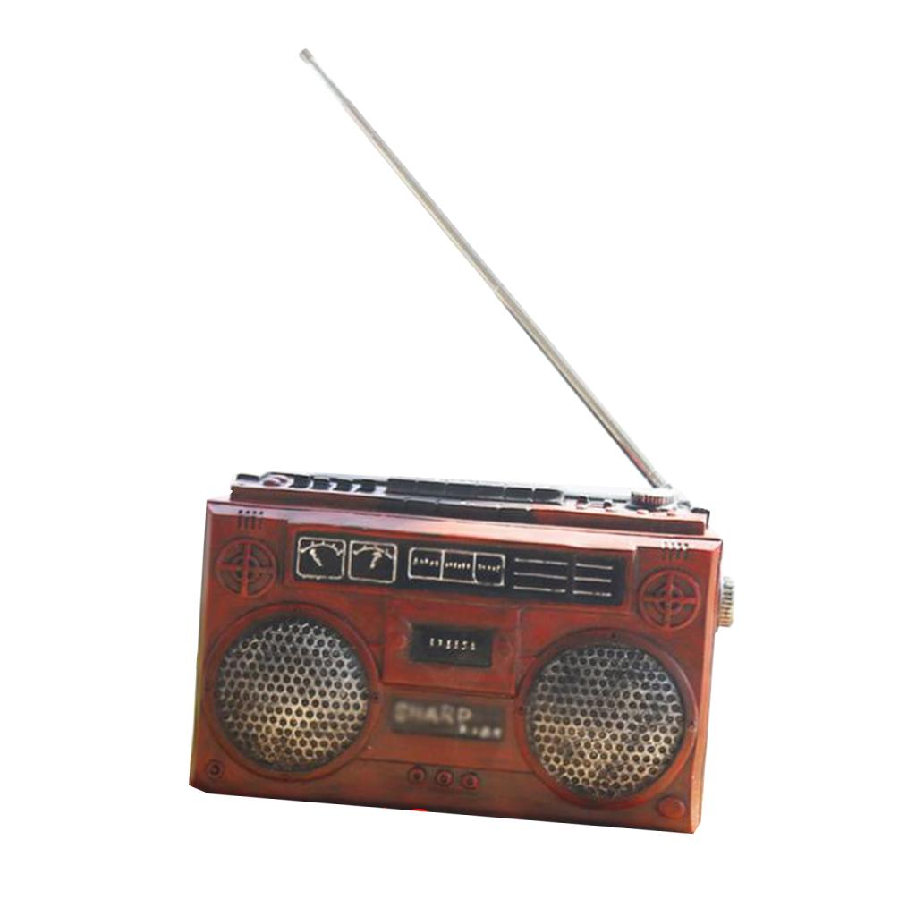 Vintage Style Resin Radio Crafts for Living Room Office Gallery Red Brown