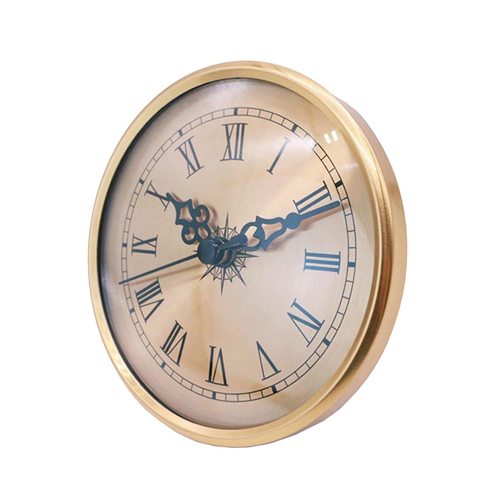 4.25"/108mm Quartz Clock Insert, Gold Trim, Roman Numeral, Quartz Movement 