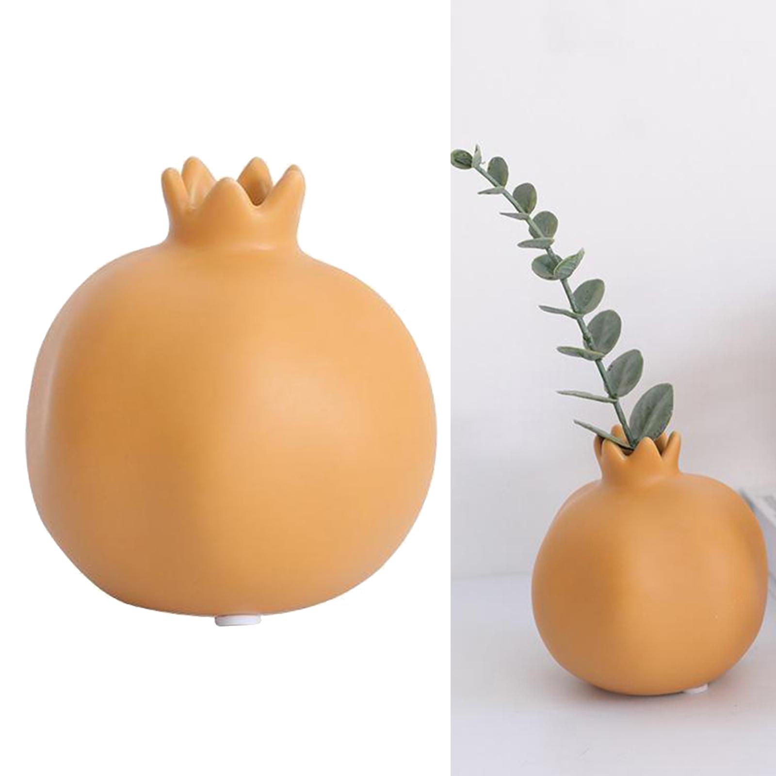 Ceramic Pomegranate Shape Vase Home Decor Living Room Bedroom Ornament M Yellow