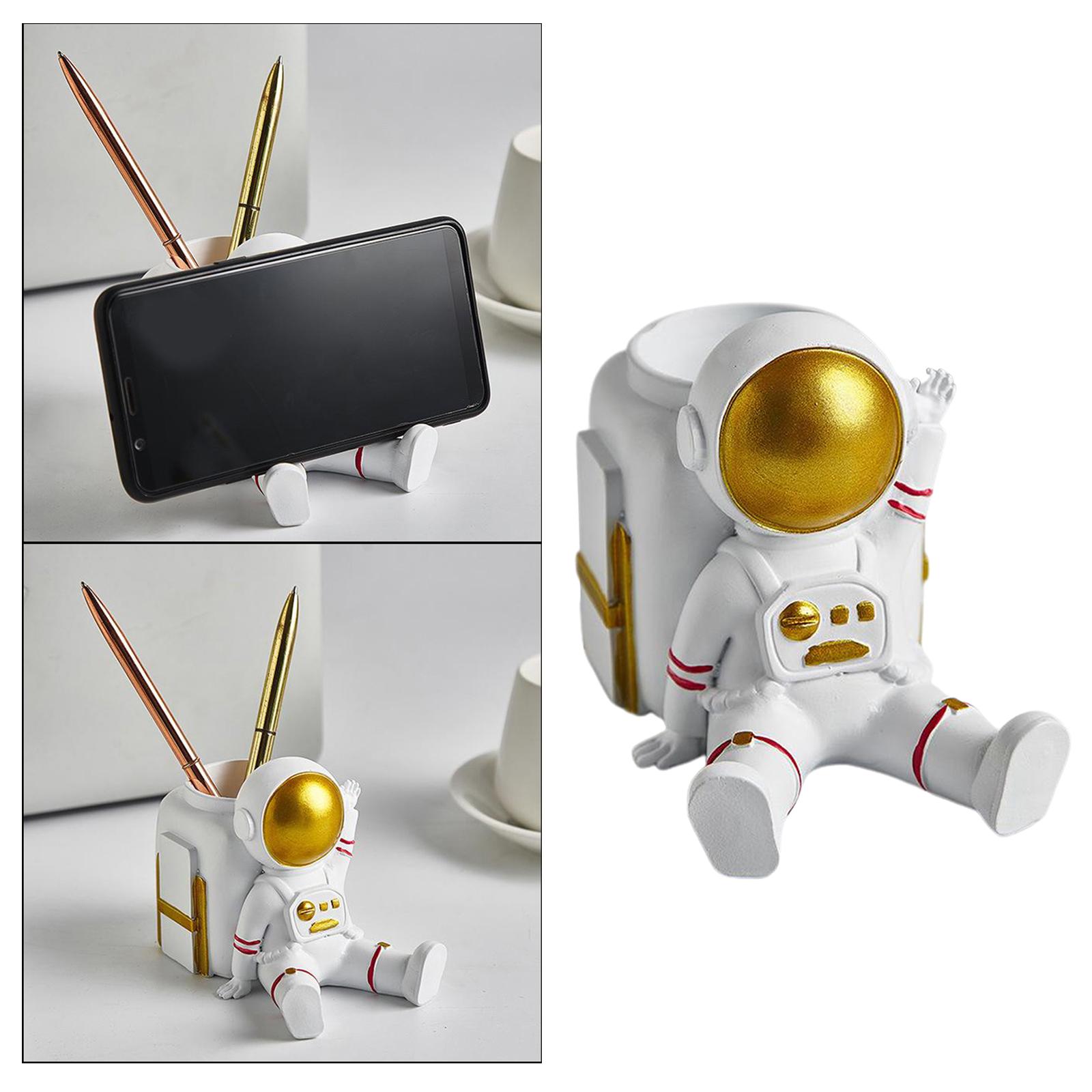 Cute Astronaut Shape Flower Vase Planter Pot Resin Home Desktop Sculpture A