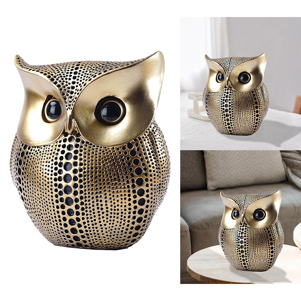 Chic Resin Art Owl Sculpture Ornament Figurine Statue Office Artwork Black