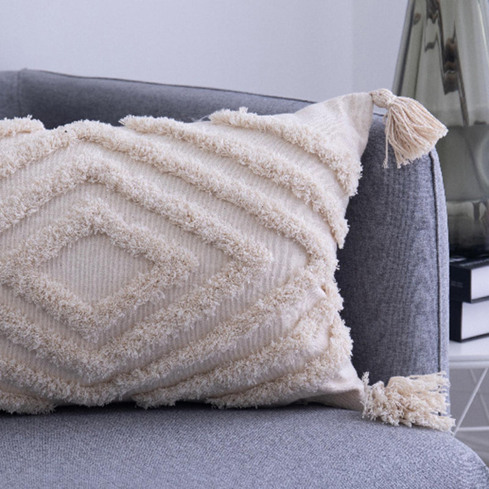 Throw Pillow Cover Tassels Woven Tufted Cushion Cover for Bed 30x50cm