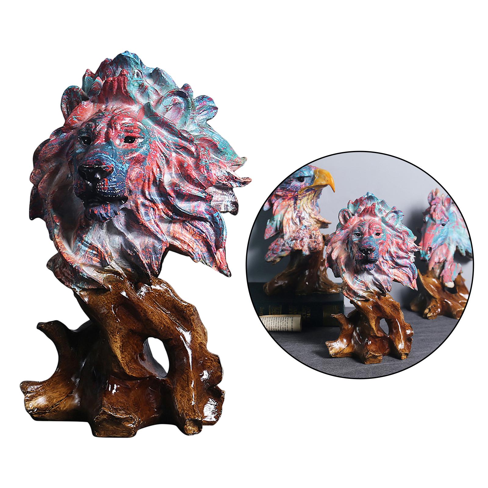 Animal Figurine Sculpture Ornament Tabletop Bookshelf Cabinet Decor Lion