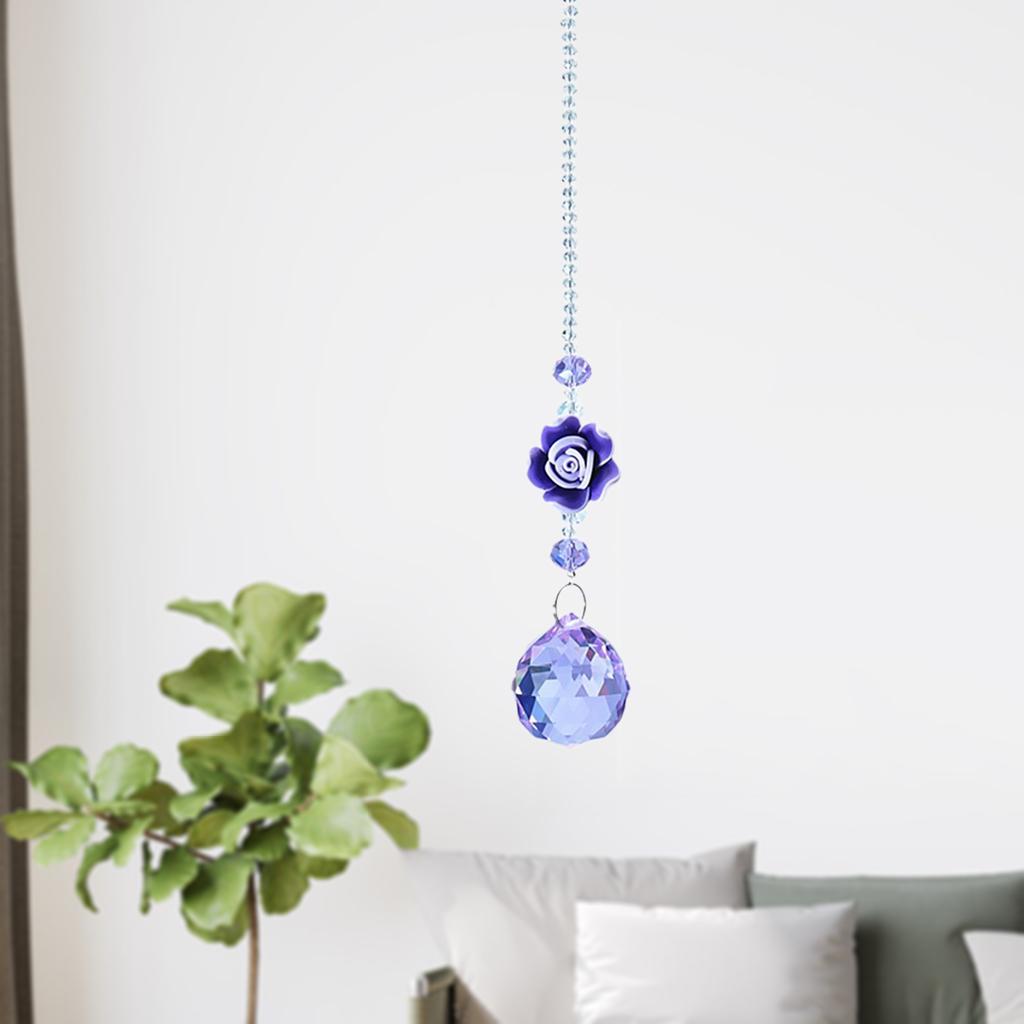 Sparkling Suncatcher Crystal Hanging Ornament Windchime Decor Purple 30mm