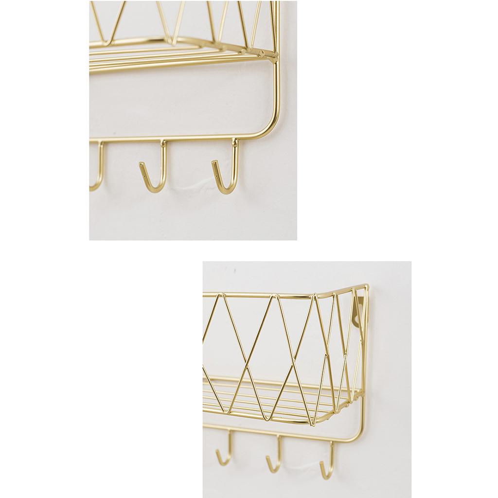 Key Rack Mail Holder Metal Kitchen Office Organizer Wall Mount Hook Golden