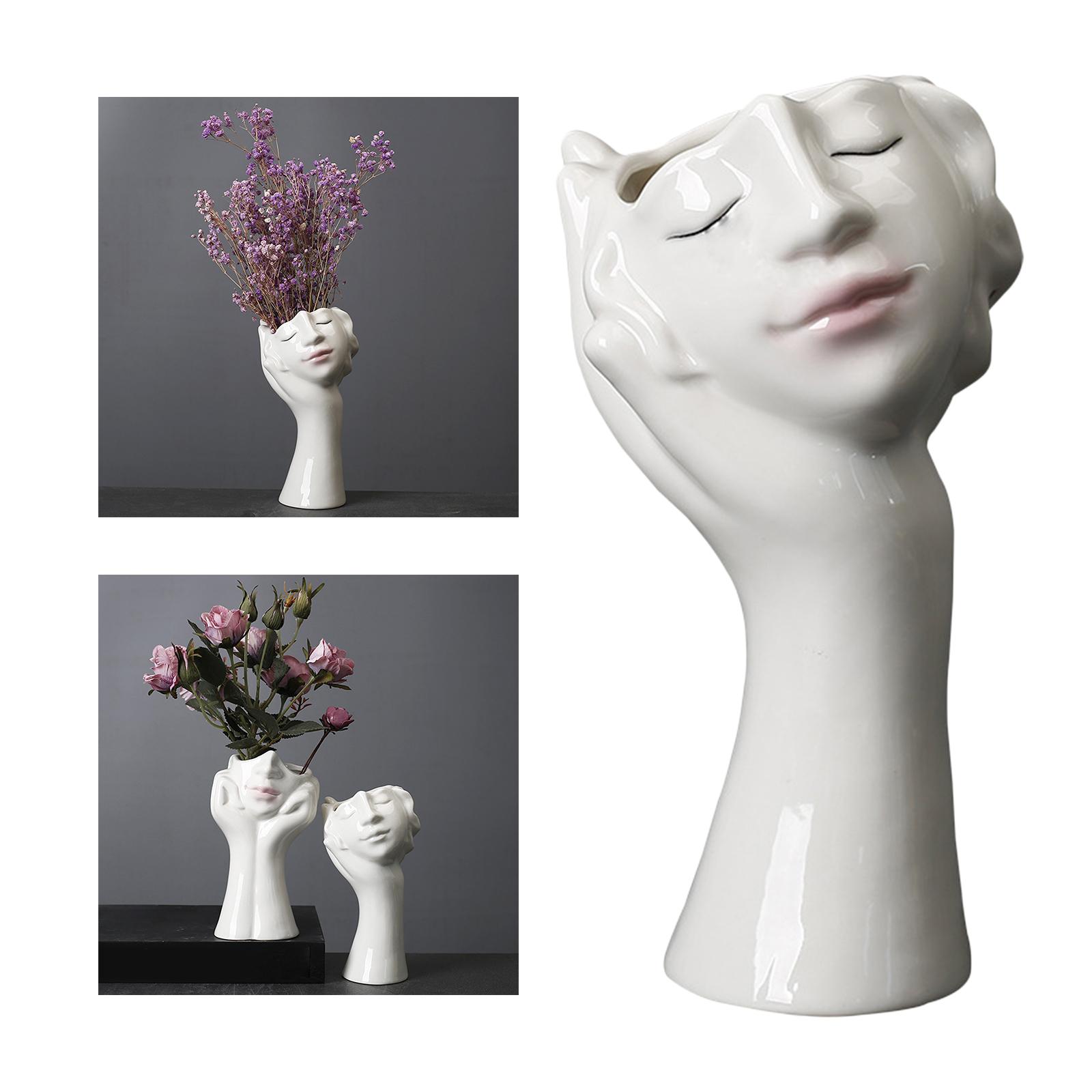 Modern Human Body Face Art Vase Ceramic Art Plant Flower Pot Decors Girl