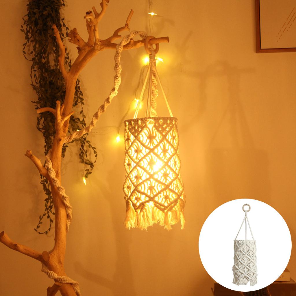 Woven Macrame Lamp Shade Boho for Modern Nursery Dorm Bohemian Home Decor