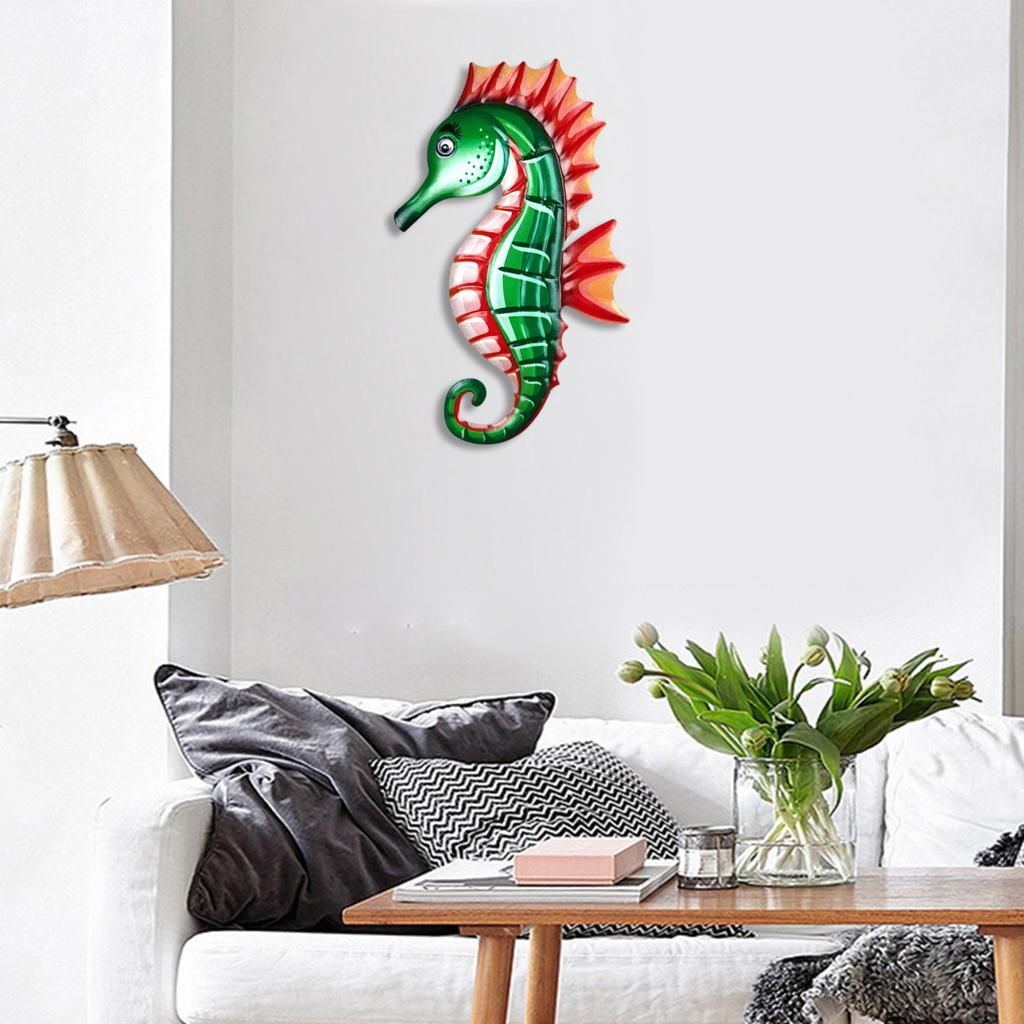 Seahorse Wall Decor for Home Living Room Garden Fence Yard Ornament Green