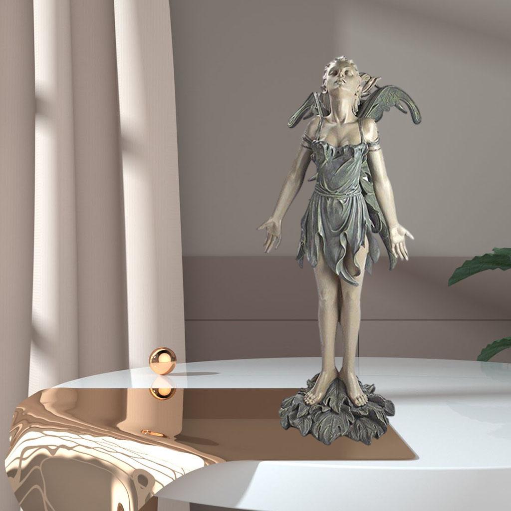 Angel Wing Figurine 3D Statue Crafts Tabletop Garden Decor Accs Ornament