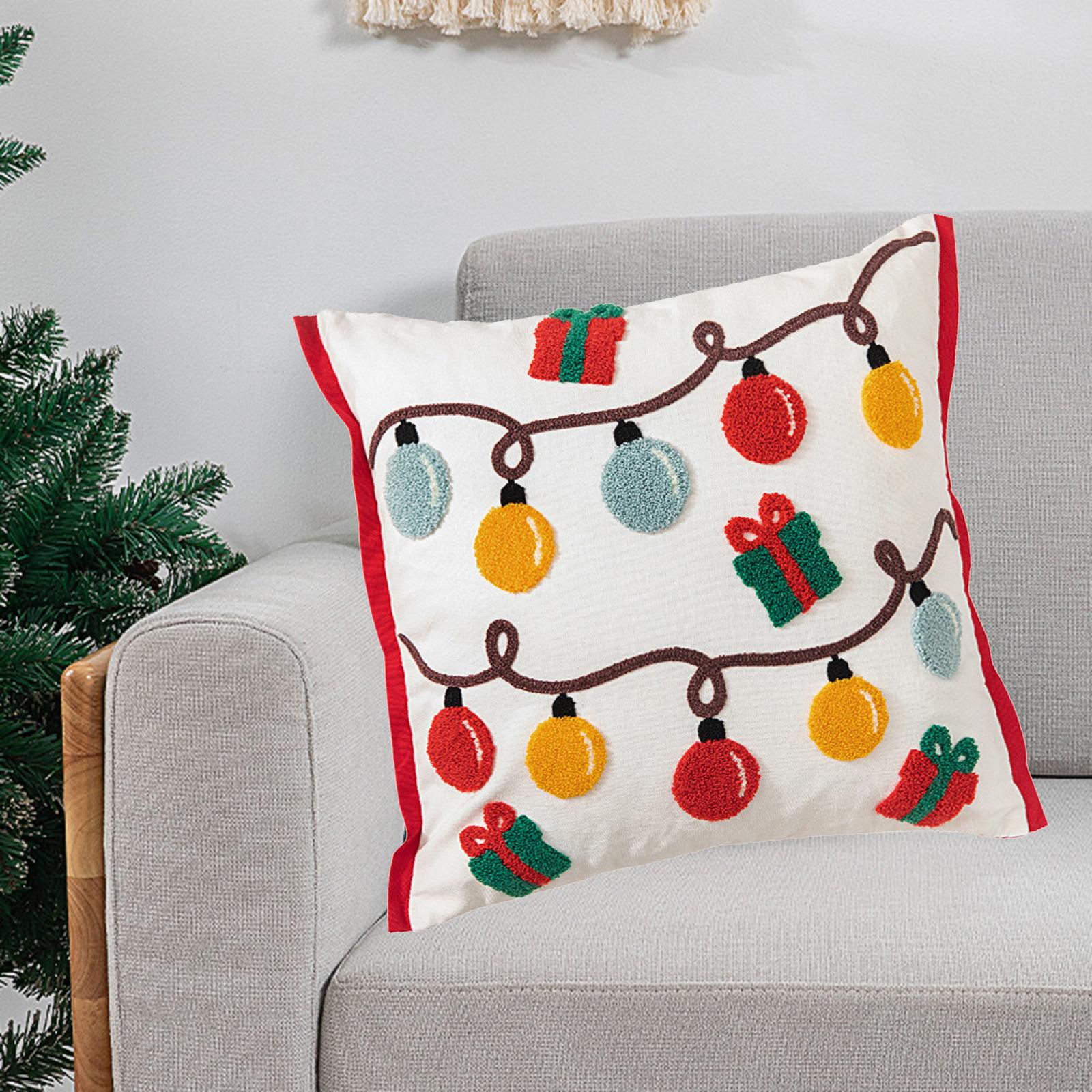 Christmas Pillow Case Cushion Cover Zipper Pillowcase Decor Lights