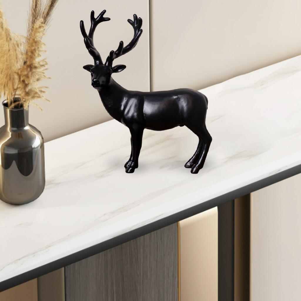 Resin Animal Statue Delicate Deer Model Tabletop Wedding Elk Crafts S Black