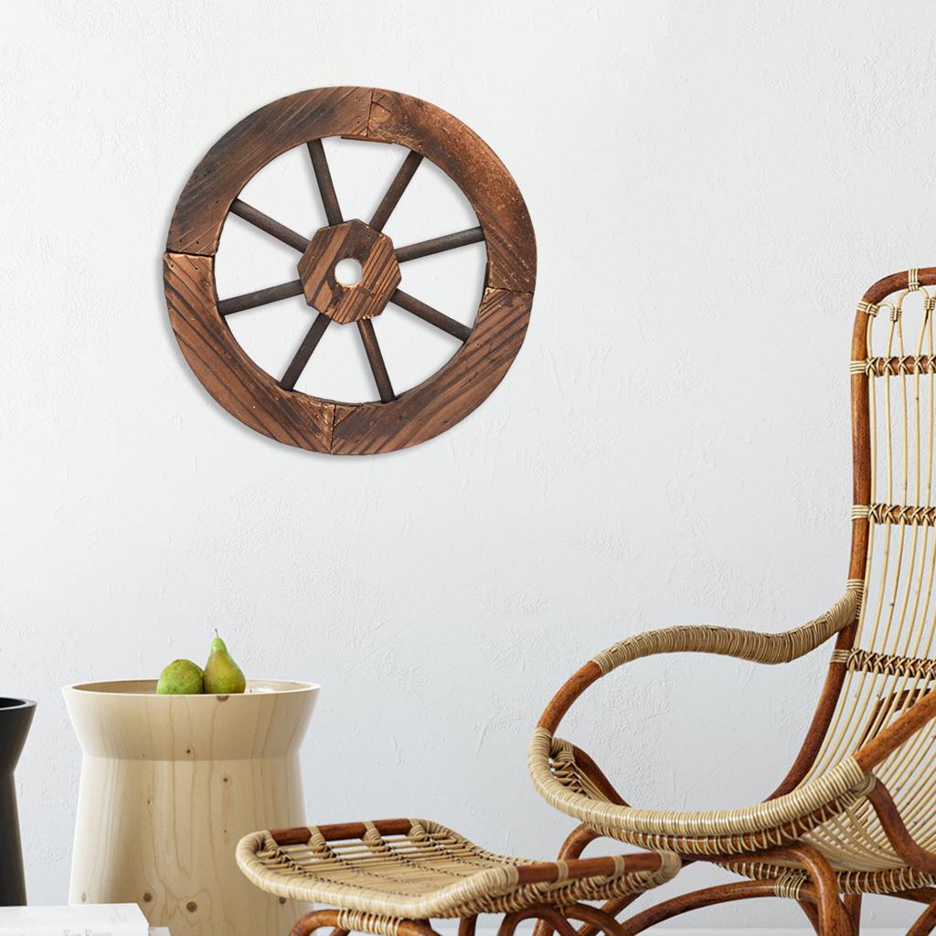 Decorative Wooden Wagon Wheel Rustic Yard for Living Room Home Patio Balcony