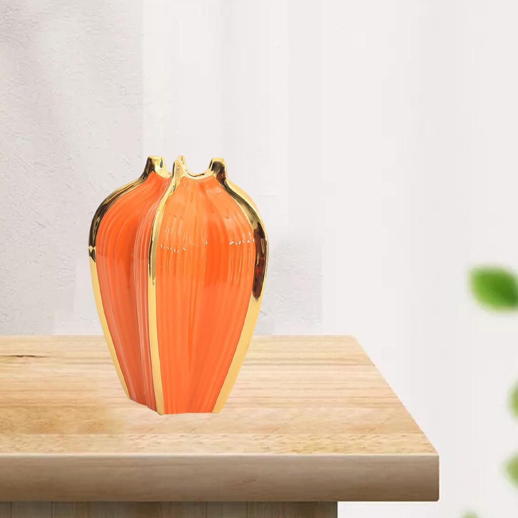 Flower Vase Planter Pot Ceramic Modern European Wedding Orange gold Tall