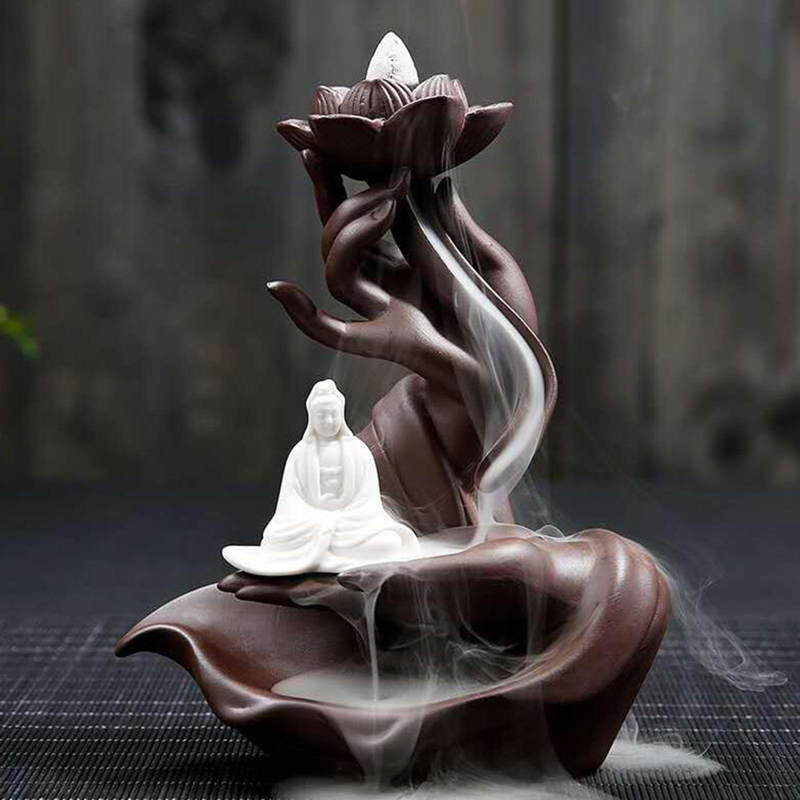 Zisha Ceramics Backflow Incense Burner Holder Cascade Waterfall Room Decor Guanyin