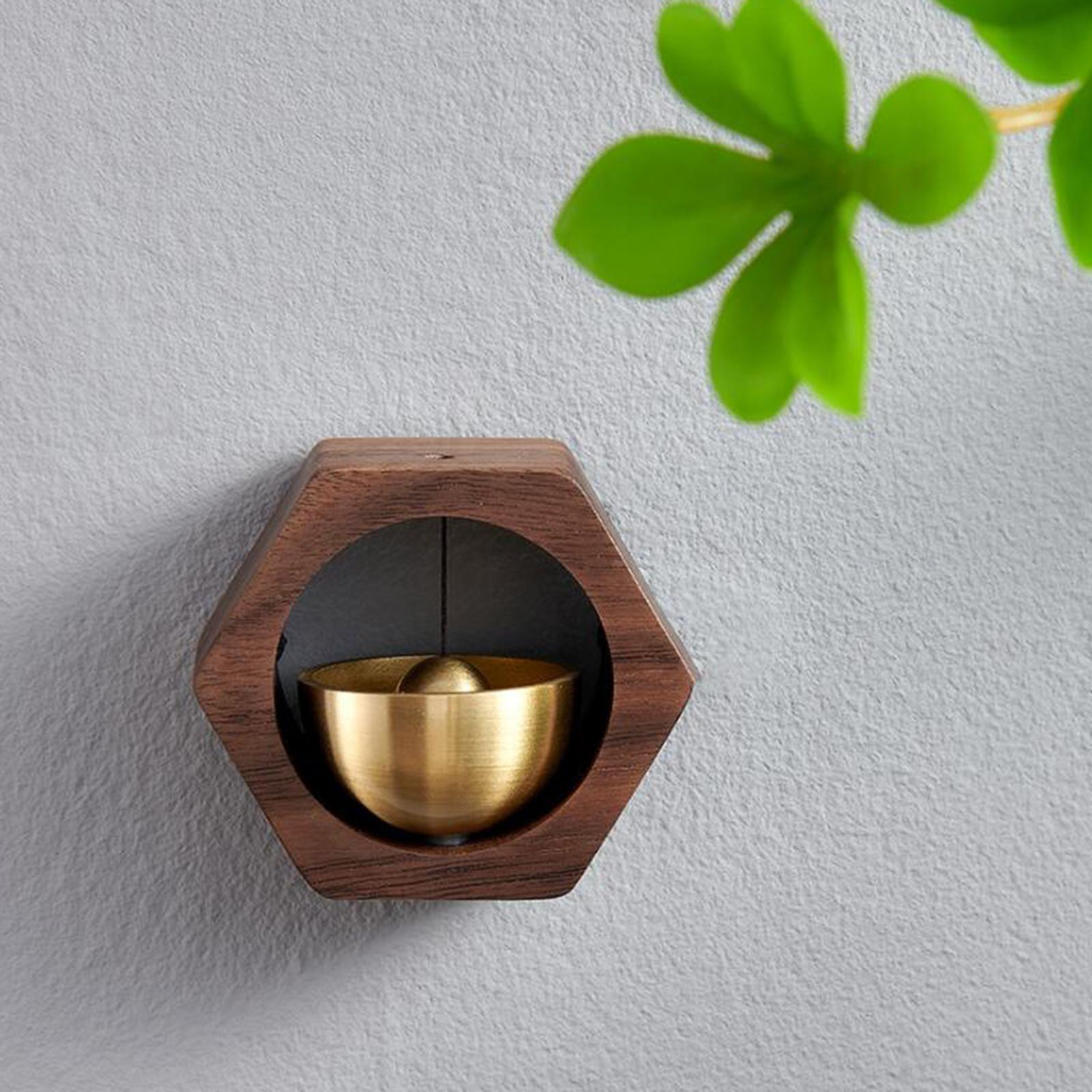 Doorbell Wind Chime Magnetic Shopkeepers Bell Home Decor Housewarming Gift Hexagon Walnut