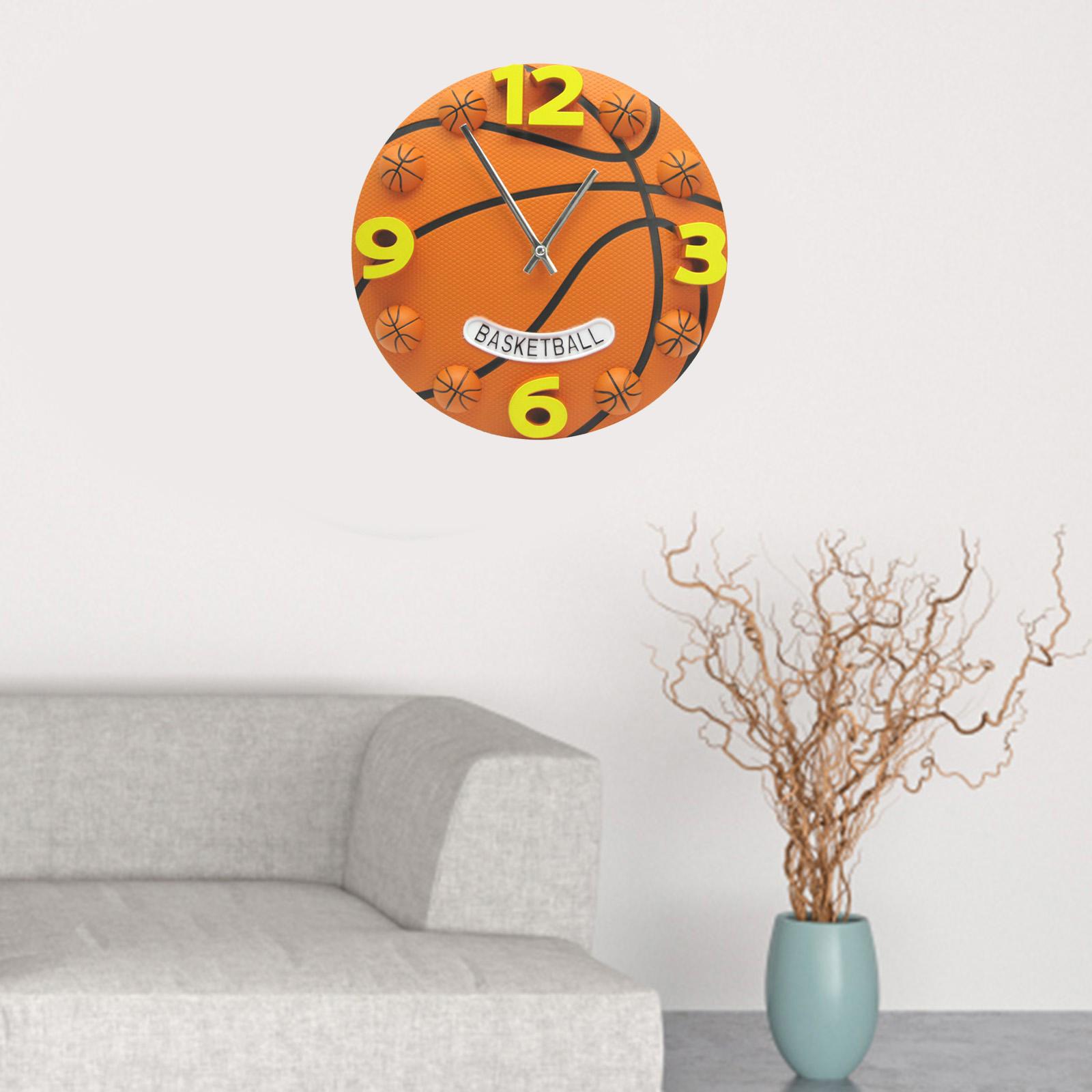 Circular Basketball Frameless Wall Clock Three-Dimensional Indoor Office