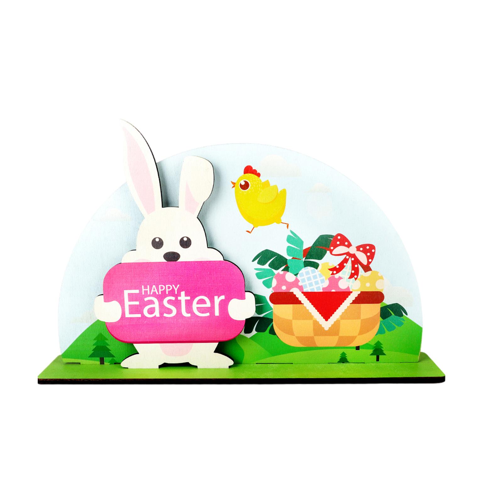 Easter Rabbit Freestanding Wood Sign Craft Decoration 30x19.3cm