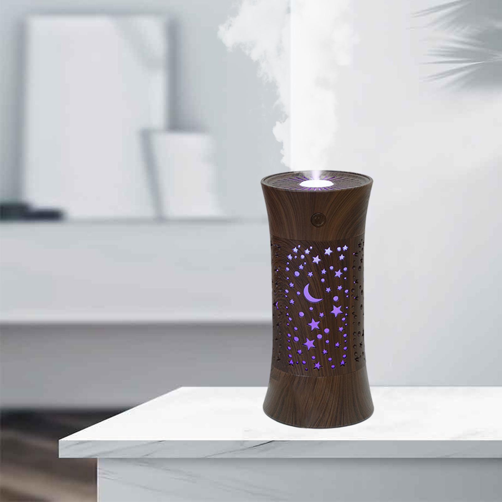 260ml Office Humidifier Essential Oil Diffuser LED Light Dark wood grain