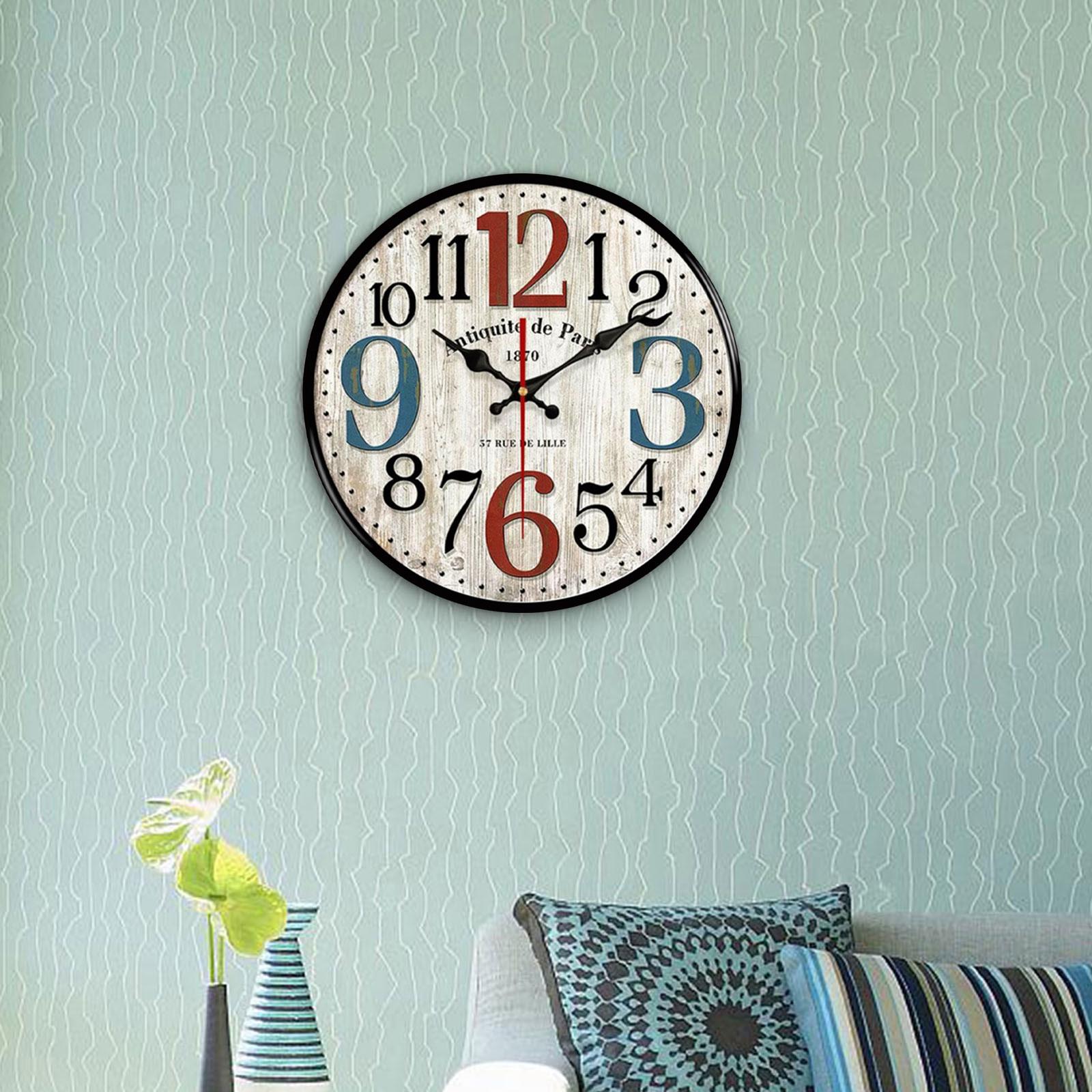 Wood Wall Clock 12inch Decorative Quartz Clocks for Bedroom Living Room Home D