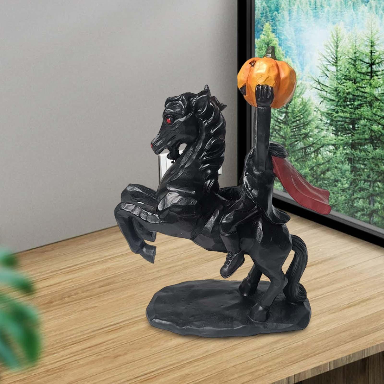 Headless Horseman Figurine Pumpkin Statues Spooky Photo Props for Indoor