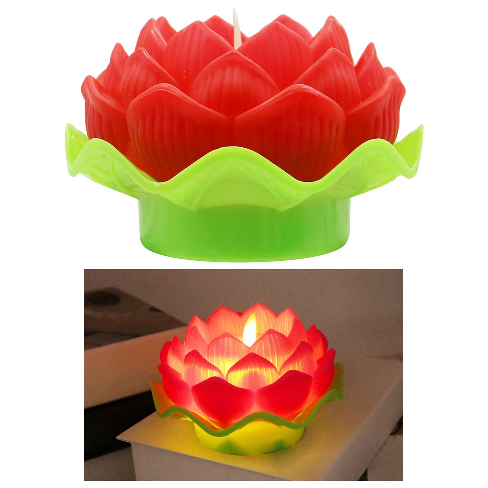 Artificial Temple Lotus Light Battery Operated LED Candle Light Red