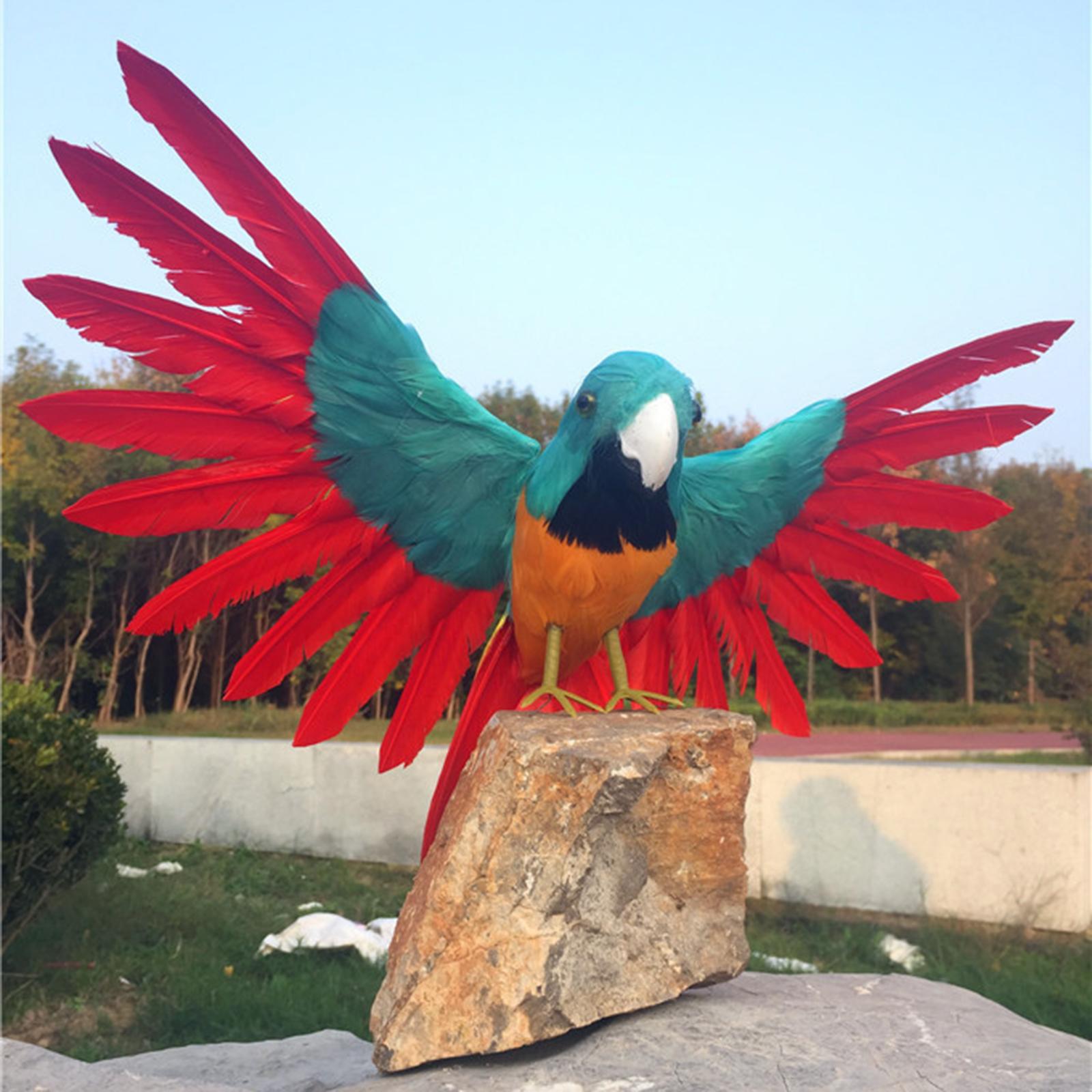 Handmade Artificial Parrot Model Feather Ornament for Home Garden  Style F