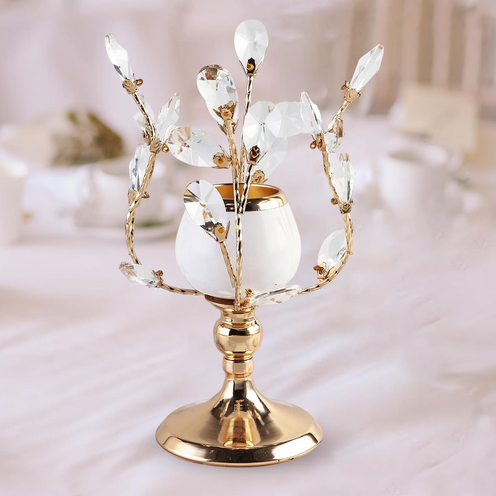 Gold Crystal Candle Holder Wedding Living Room Banquet Candlestick Event M