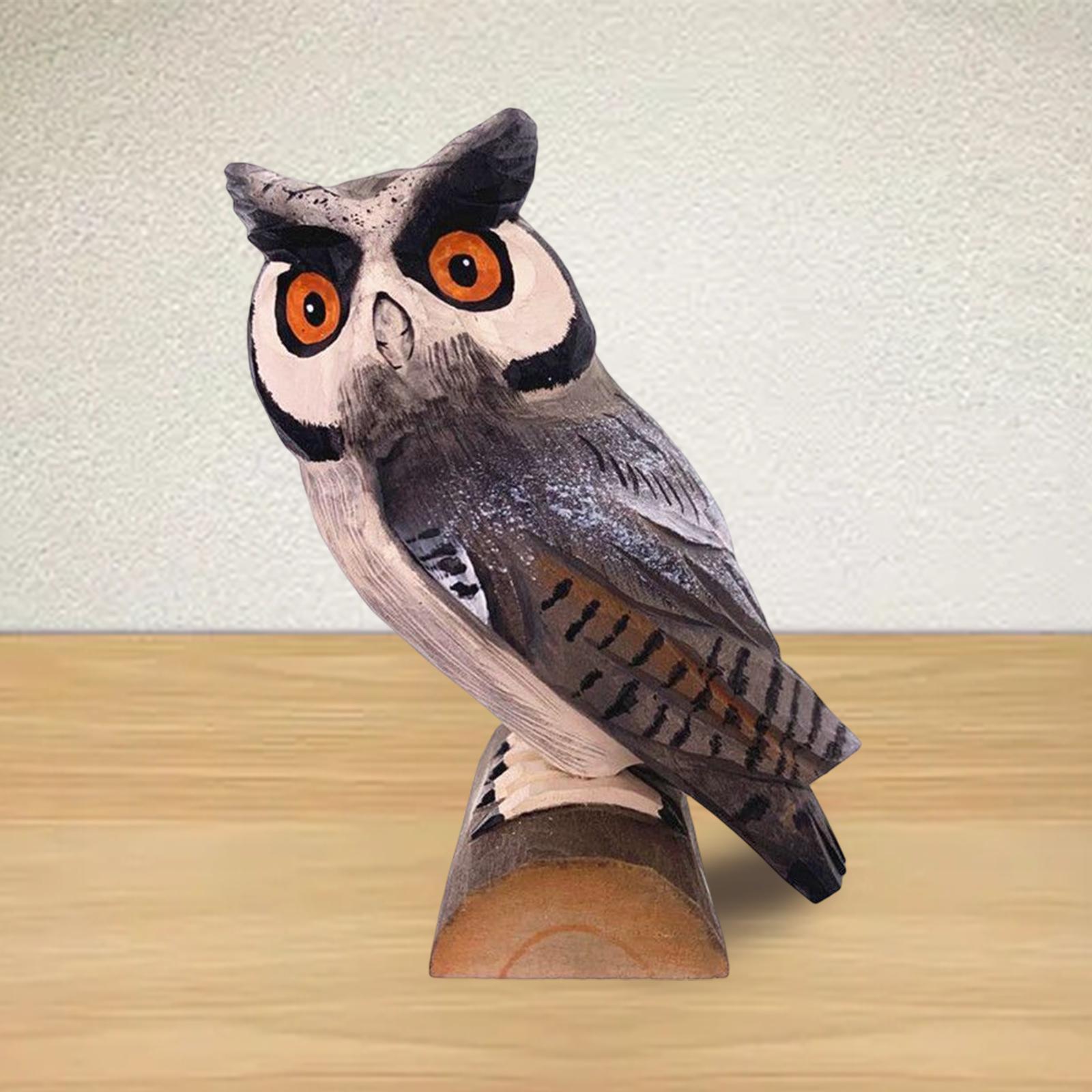 Owl Statue Sculpture Collectible Bird Figurine for Office Home gray
