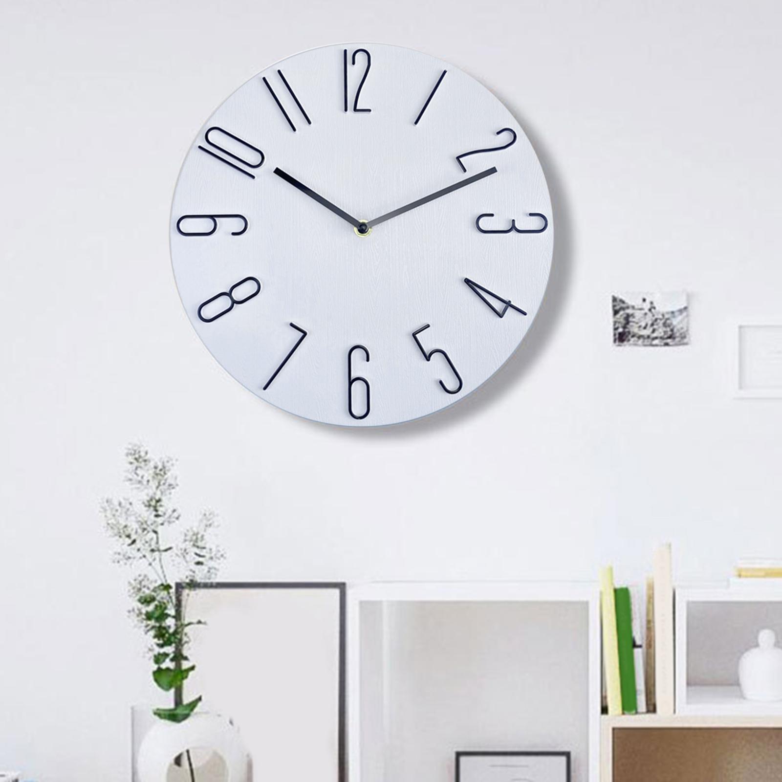 Hanging Clocks Non Ticking Silent Simple 12 inch Wall Clock for White