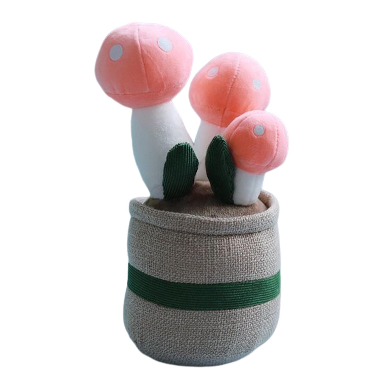 Cute Mushroom Plush Toys Lifelike Cartoon for Dining Room Nursery Girls Boys Pink
